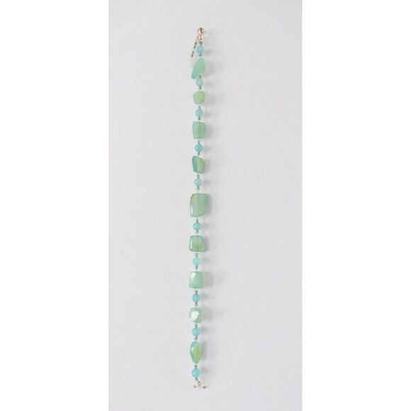 ZOE B. Necklace 14k Gold Natural Aqua Chalcedony Stones Statement Peice WOW! - Picture 9 of 16